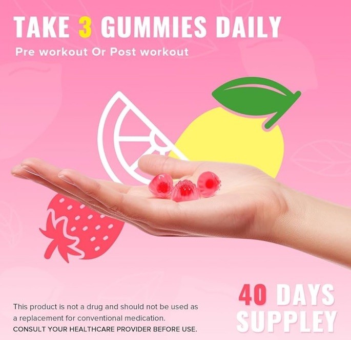 Creatine Monohydrate Gummies for Women – Strawberry & Lemon New Sealed 120ct