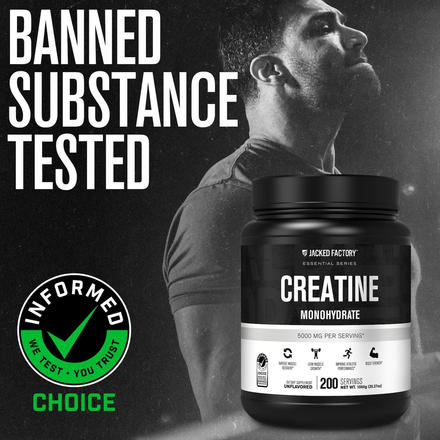 Creatine Monohydrate Powder 1000g – 5g Daily Creatine Supplement for Men and Wom