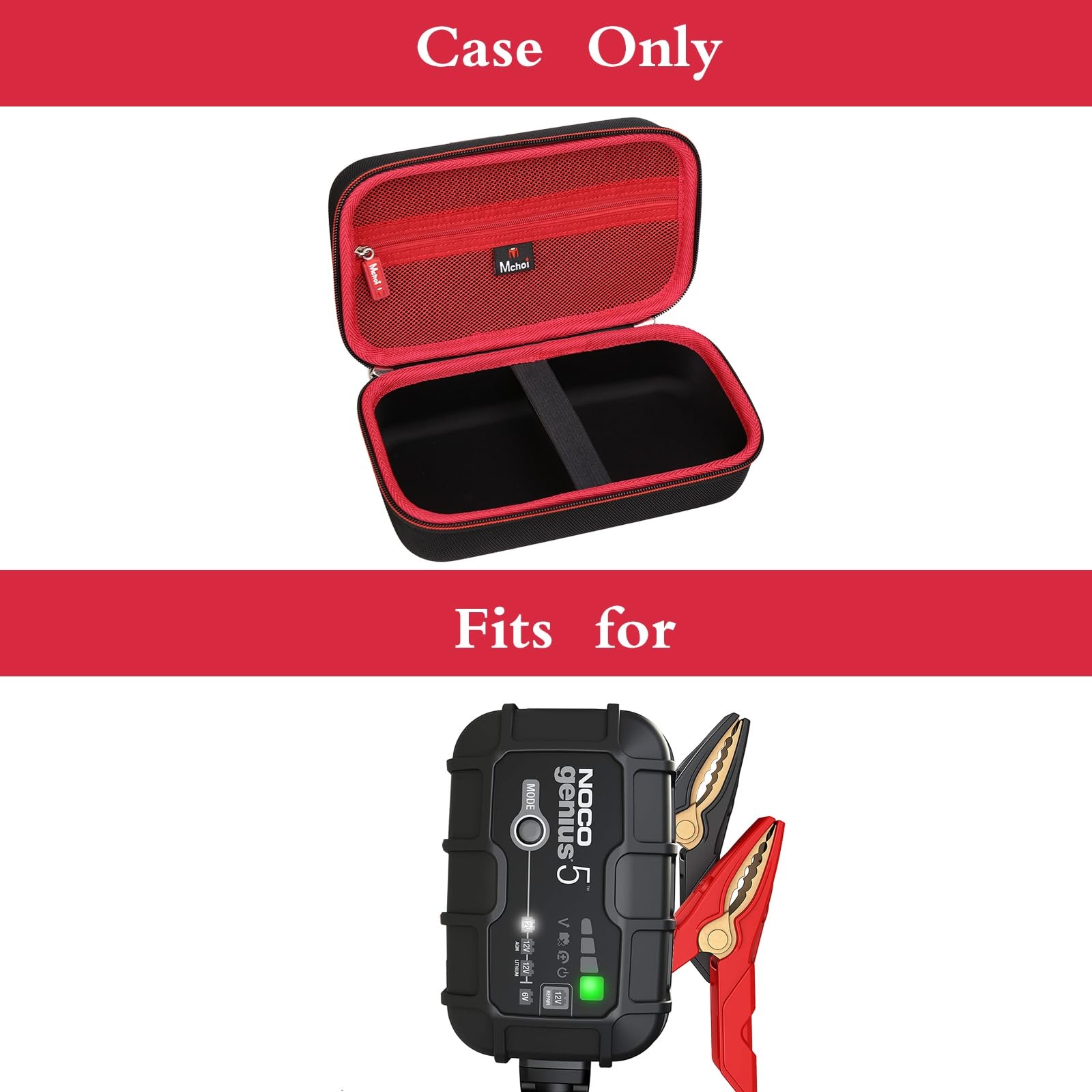Mchoi Hard Travel Case for NOCO GENIUS5 Battery Charger – Protective EVA Storage