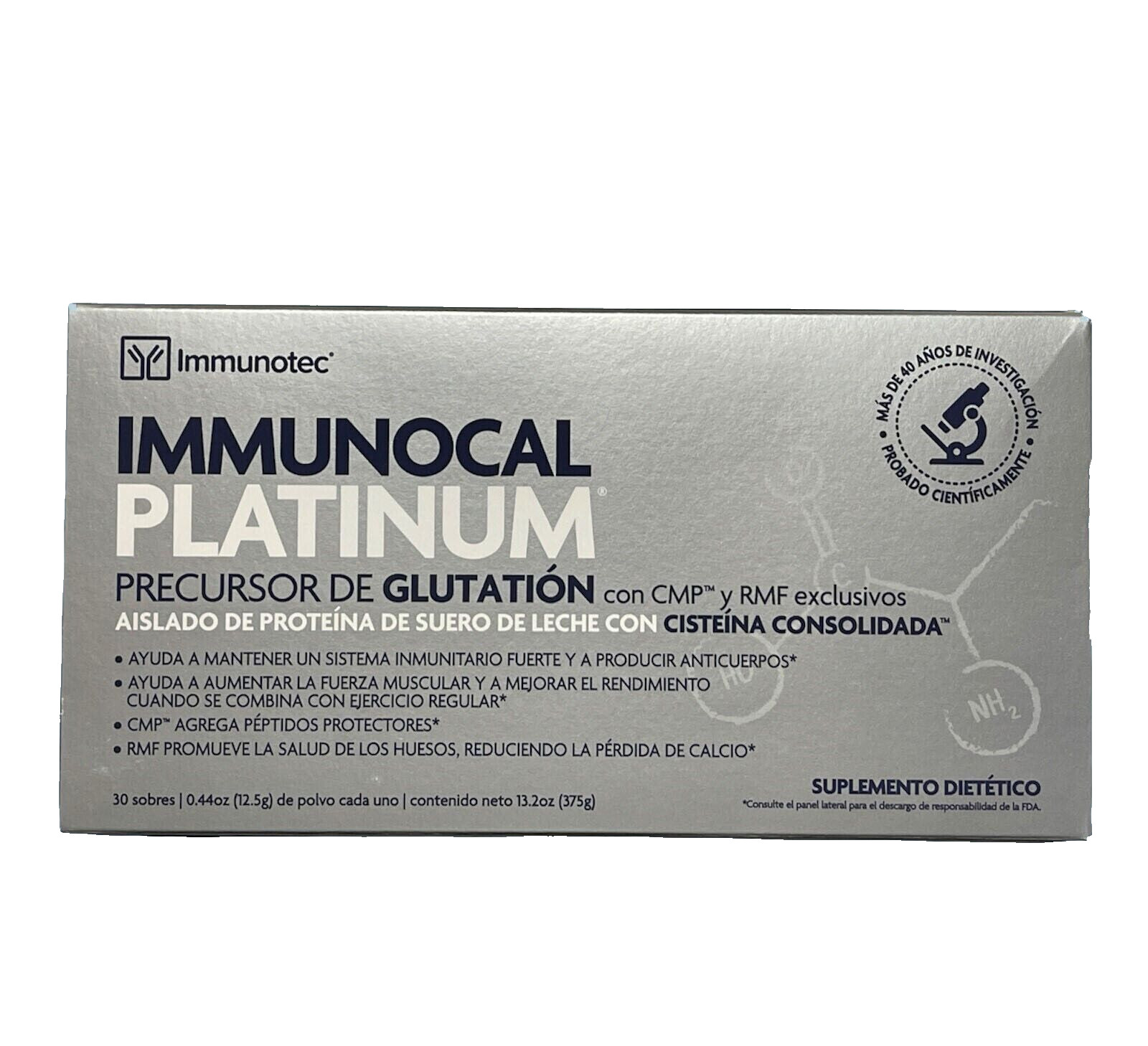 Immunotec Immunocal Platinum Glutathione Precursor 30 pouches Exp 10/2025