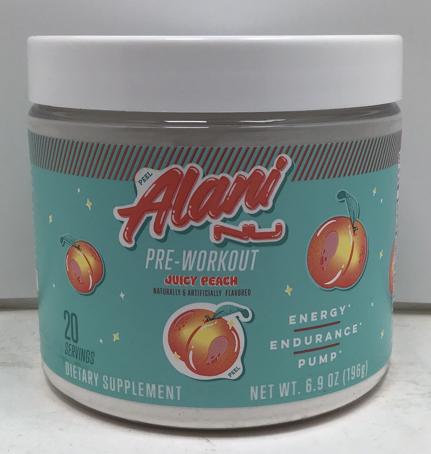 2X ALANI NU PRE-WORKOUT JUICY PEACH 20 SERVINGS EACH EXP 08/2026+ SEALED