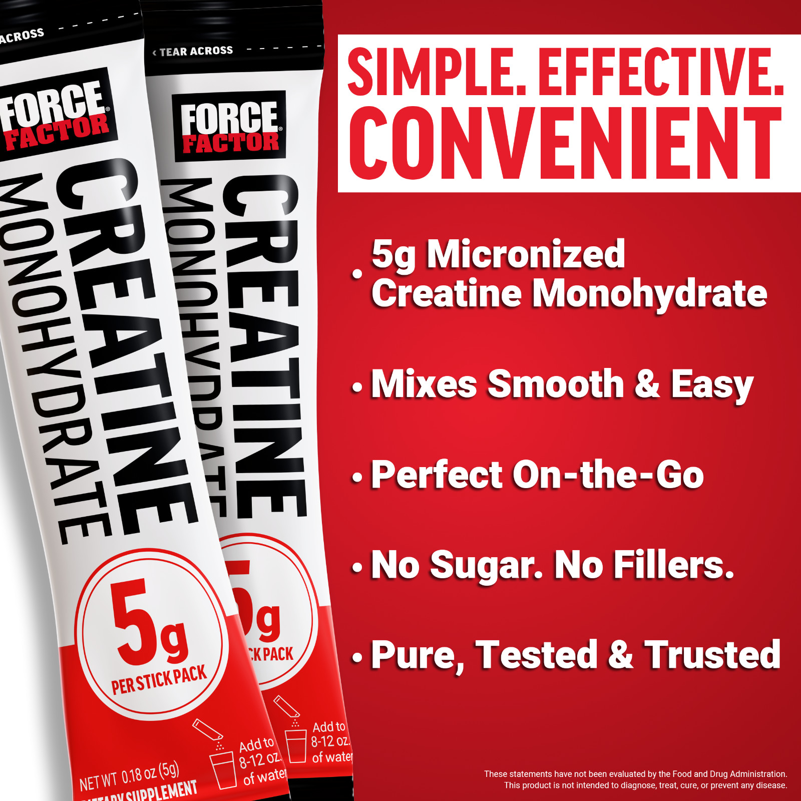 Force Factor Creatine Monohydrate 5g Micronized Powder Strength Recovery 30ct