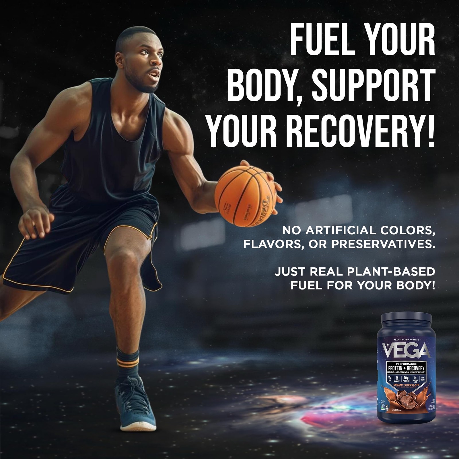 Vega Protein Recovery Chocolate 30G Vegan Protein Dairy Gluten Probiotics Nsf
