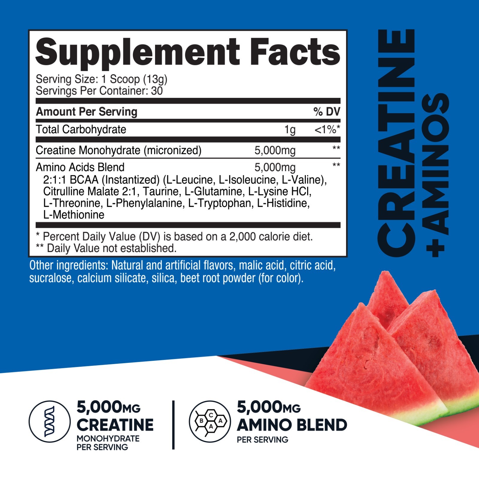 Nutricost Creatine + Aminos 30 Servings (Watermelon Flavored)