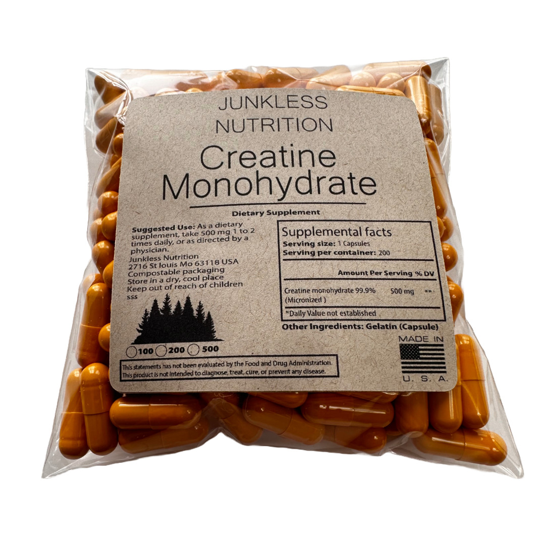 Natural Creatine Monohydrate 500 Capsules – 5000 mg Per Serving – Micronized