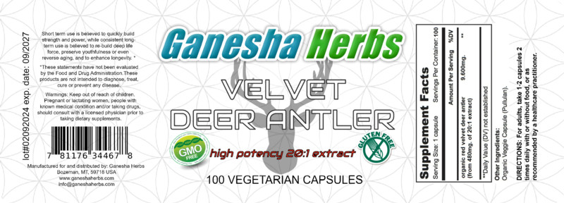 RED VELVET DEER ANTLER Extract, IGF-1 Maximum Strength 200 capsules NEW BATCH!!