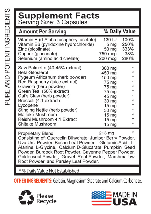 Male Sexuality – PROSTATE SUPPORT – Extract Boost – Vitamion E – 1 Bot 60 Ct