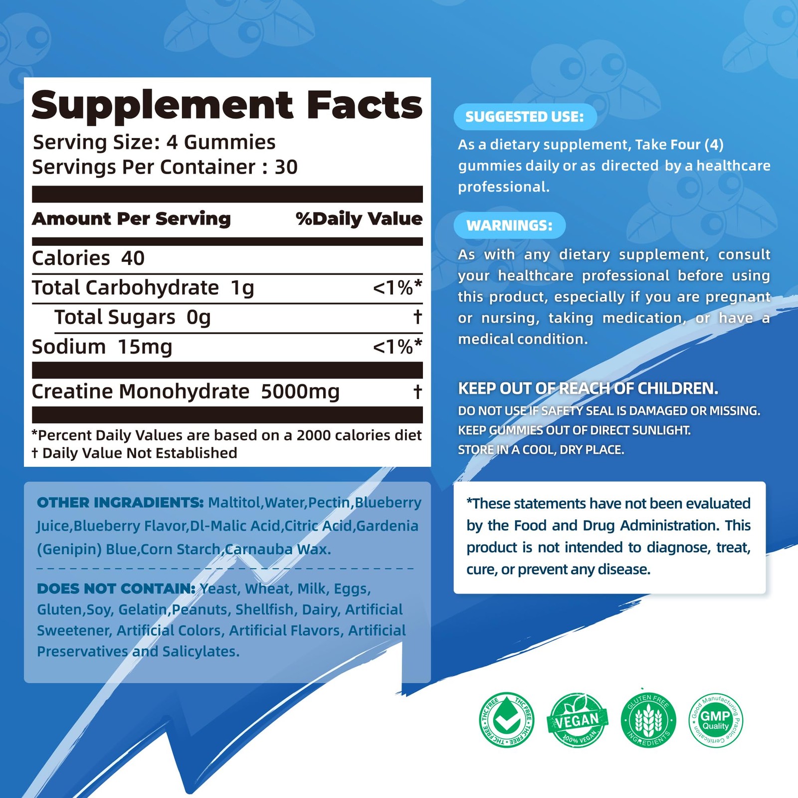 NSF Certified Creatine Gummy – Creatine Monohydrate Gummies 5000mg for Men & …