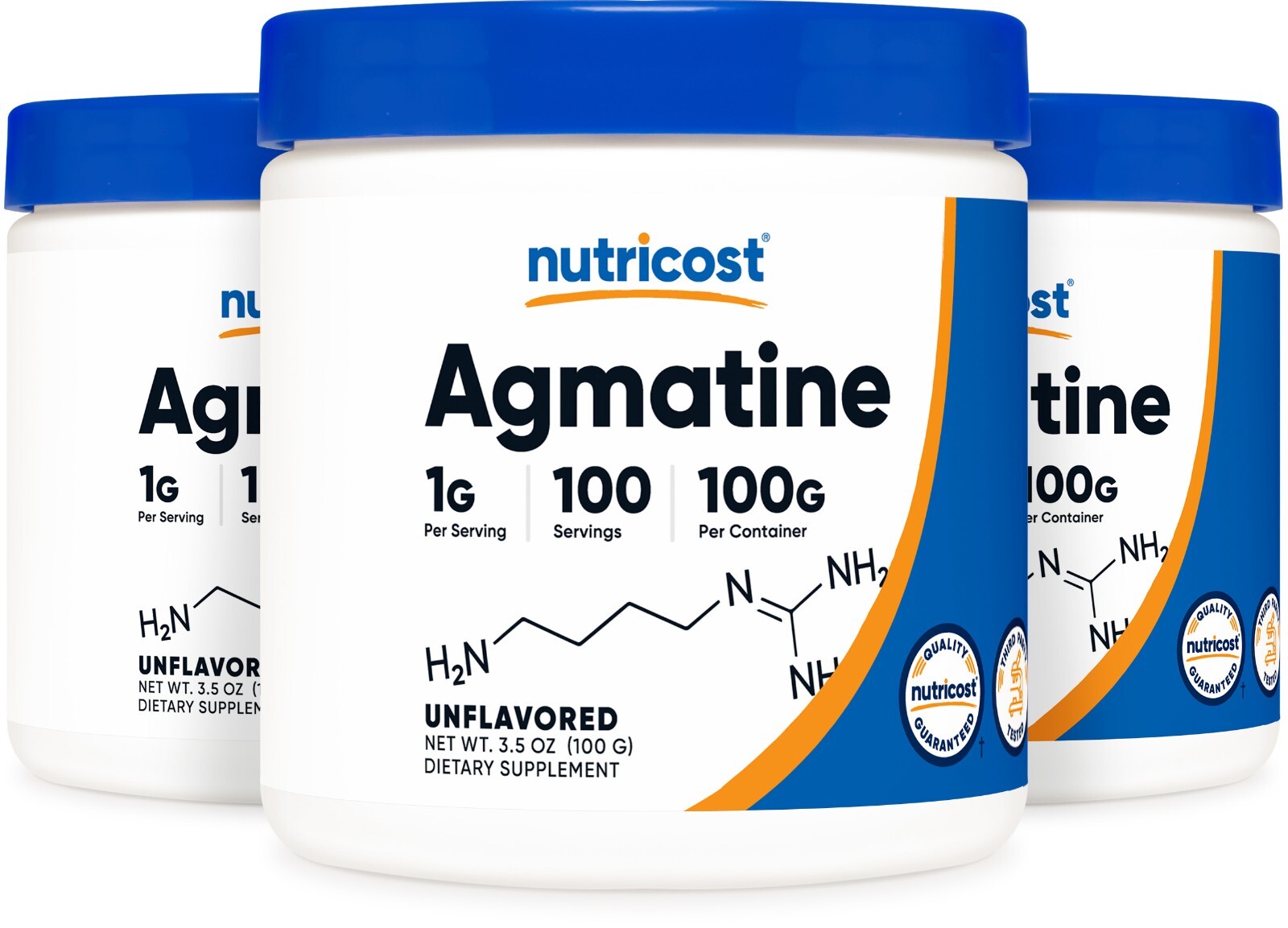 Nutricost Pure Agmatine Powder 100 Grams (3 Pack) – Bulk 300 Servings of 1000mg