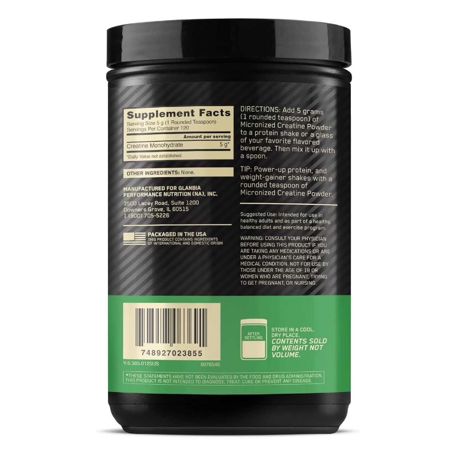 Optimum Nutrition Micronized Creatine Powder 120 Servings Supplement 1.32 lb