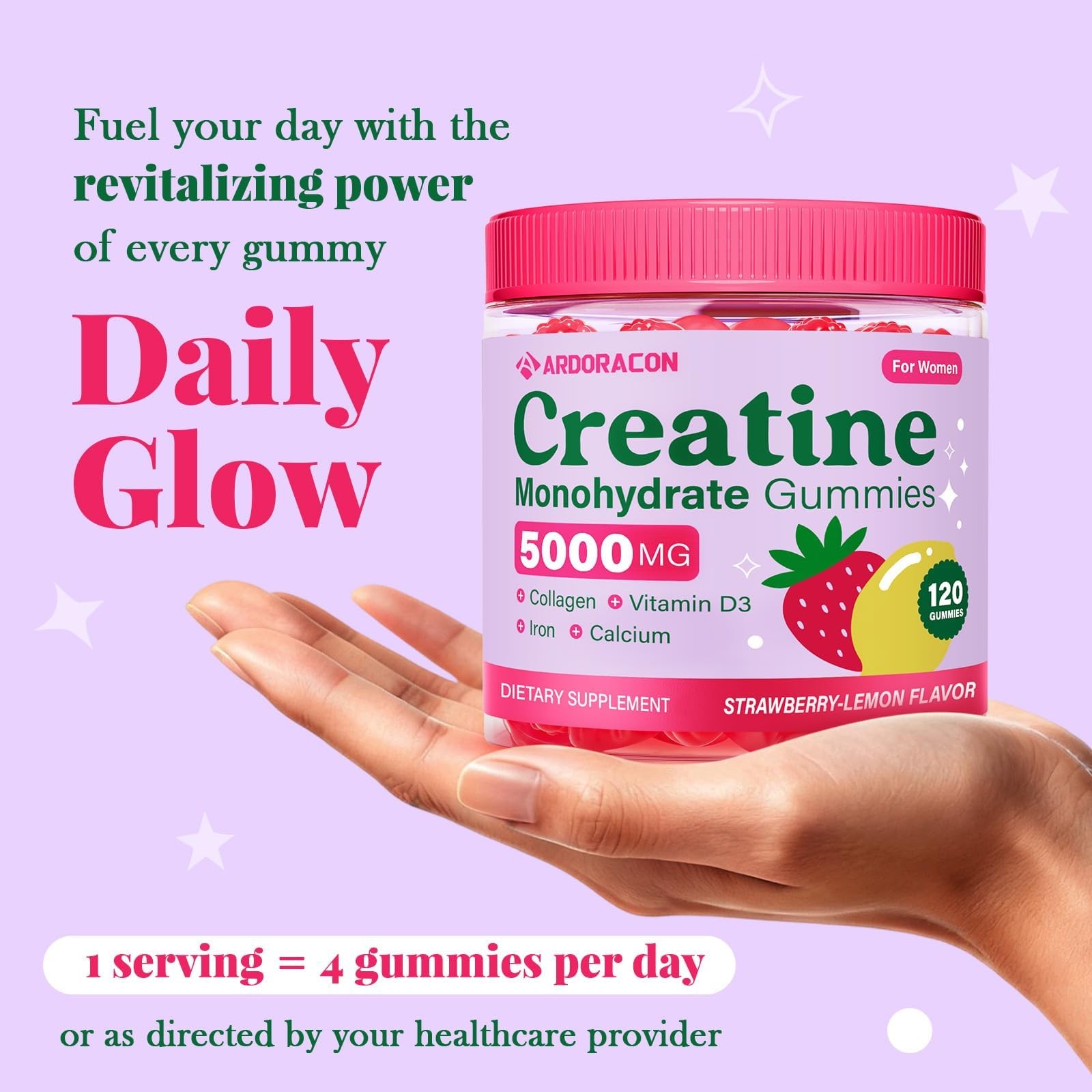 Creatine for Women, Creatine Monohydrate Gummies with Collagen, Vitamin D3 & …