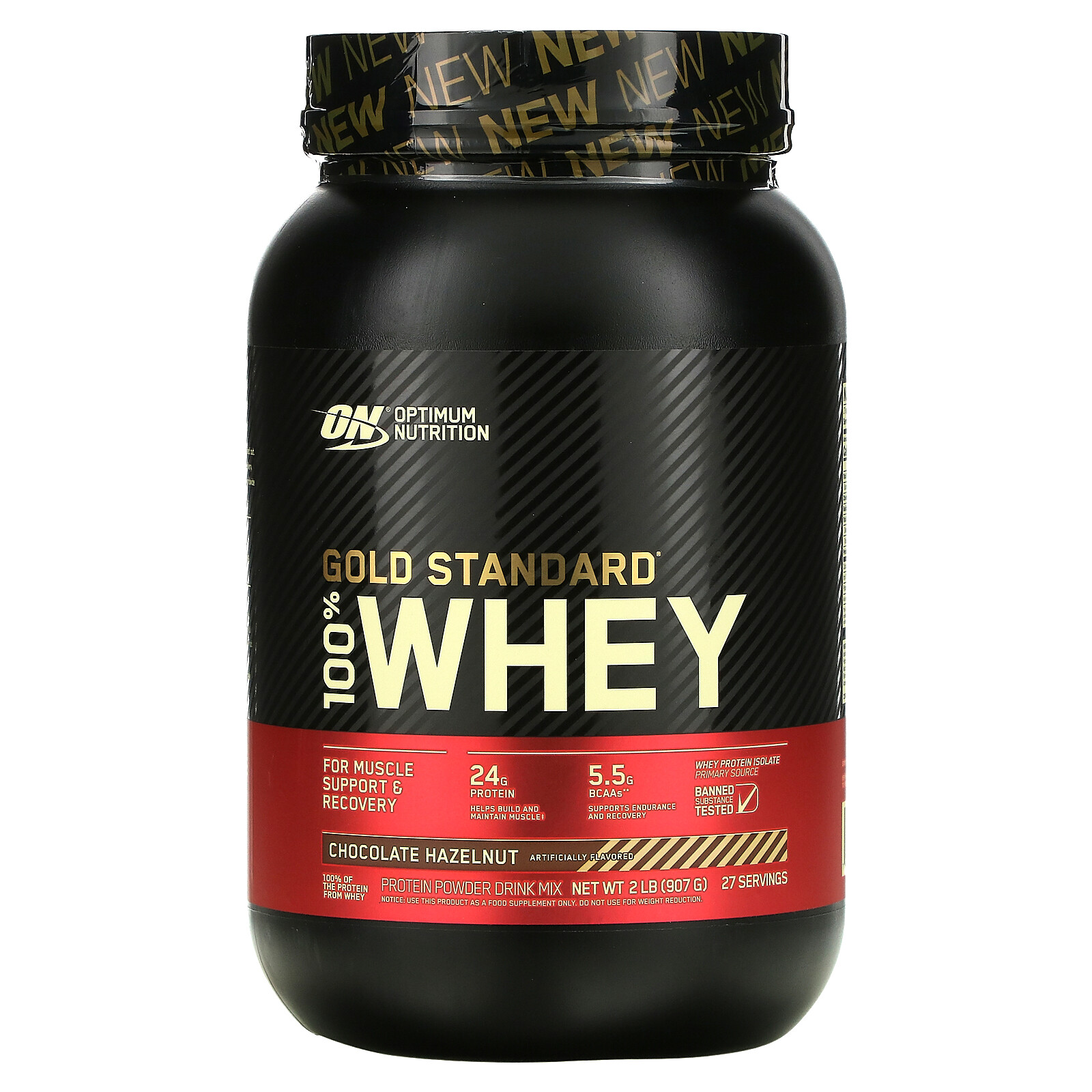 Optimum Nutrition, Gold Standard, 100% Whey, Chocolate Hazelnut, 2 lb