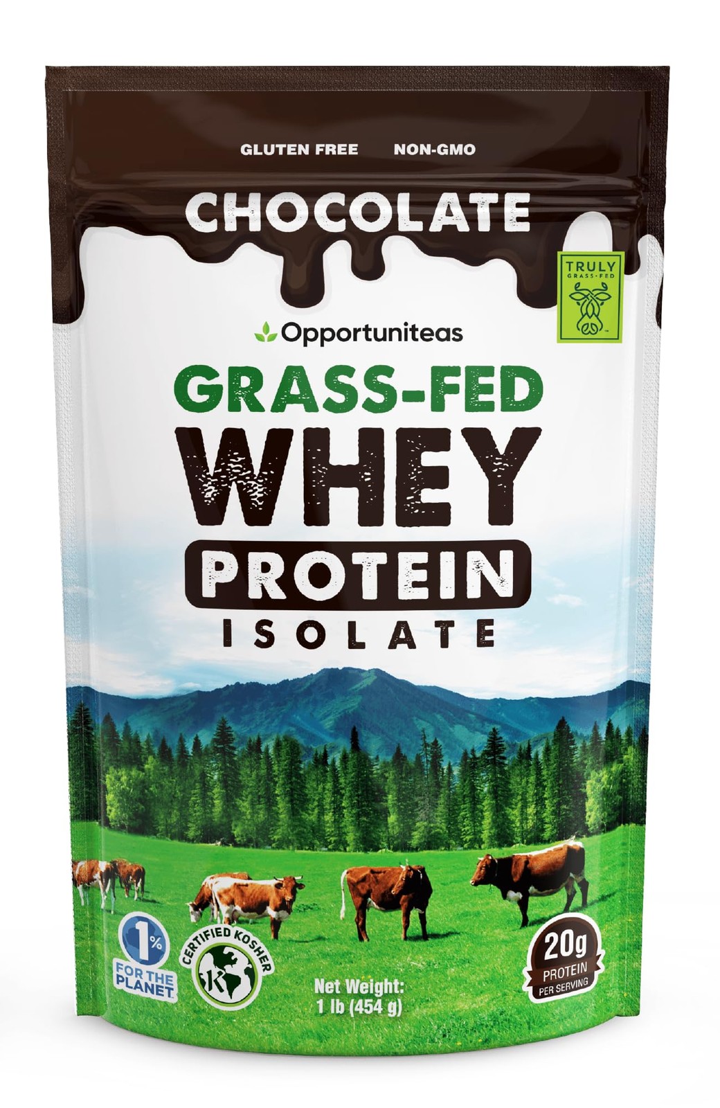Opportuniteas Grass Fed Chocolate Whey Isolate Protein Powder – 20 g Protein,…