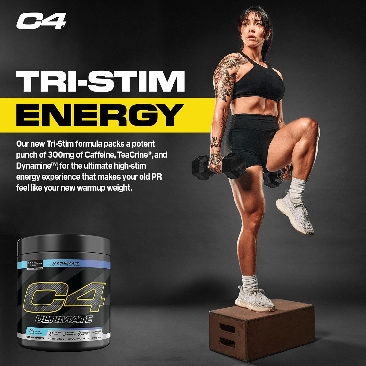 Ultimate Pre Workout Powder ICY Blue Razz – Sugar Free Preworkout Energy Supplem