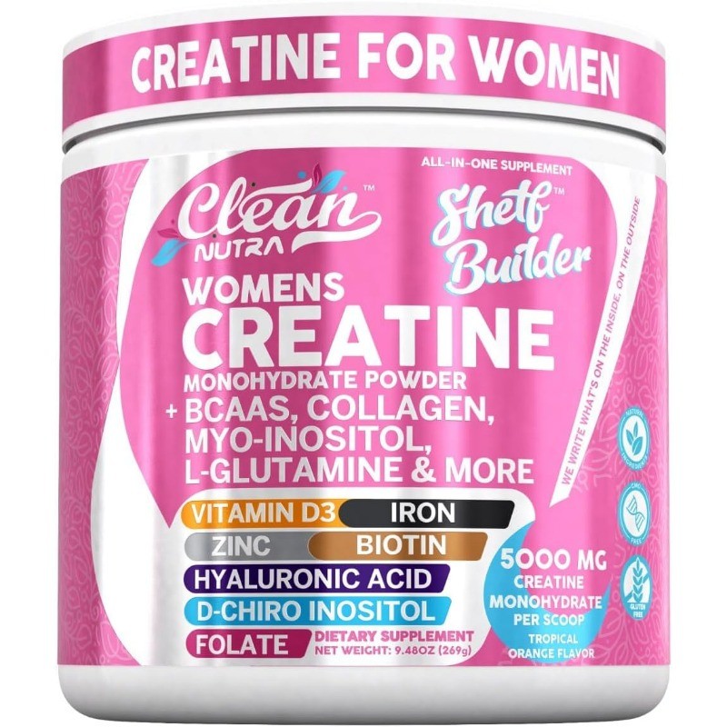 Clean Nutra Creatine for Women with BCAA Collagen & Crucial Vitamins Premium