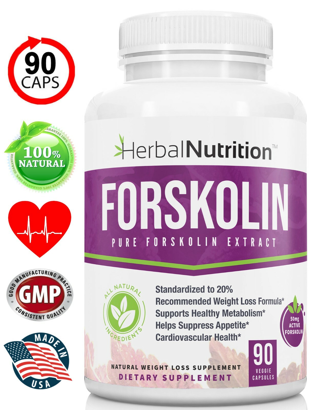 Best Forskolin Weight Loss Supplement 90 Caps 250mg At 20% of Coleus Forskohlii