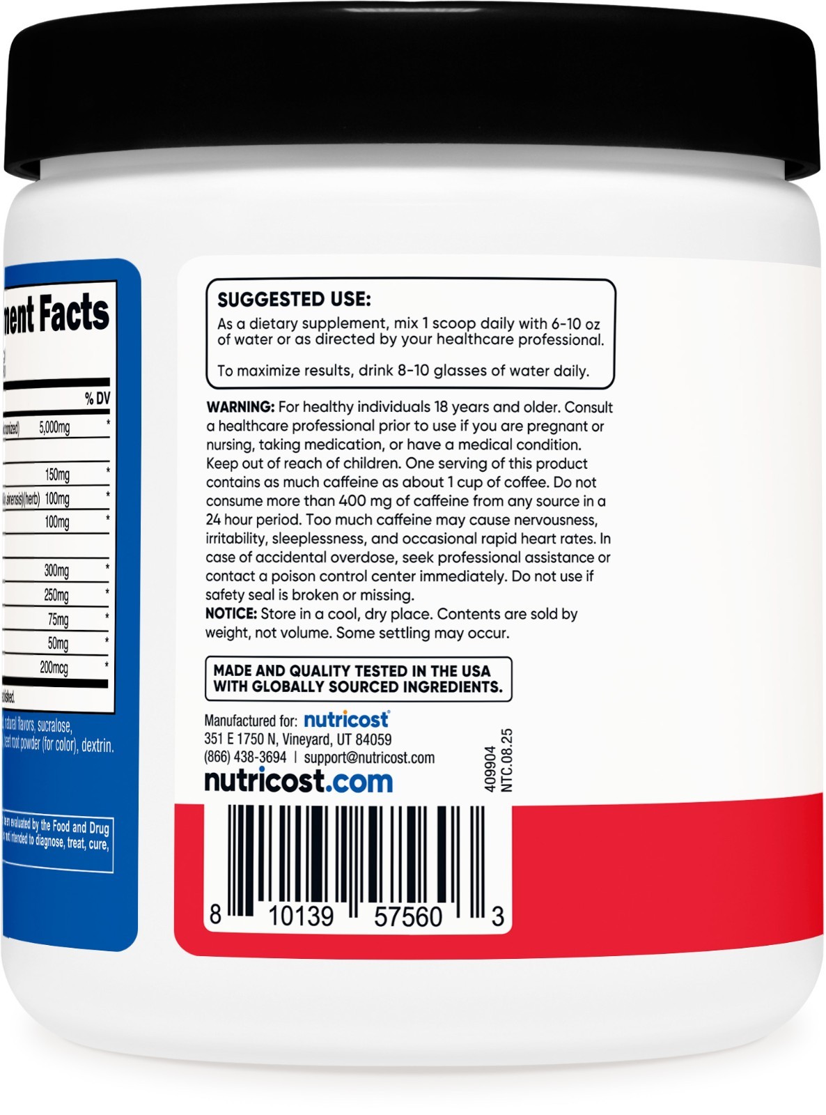 Nutricost Creatine + Energy 30 Servings (Fruit Punch Flavored)