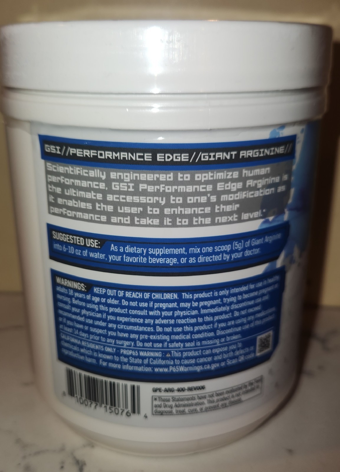 GSI Giant ARGININE Amino Acid Unflavored 80 Servings Dietary Supplement exp 5/26