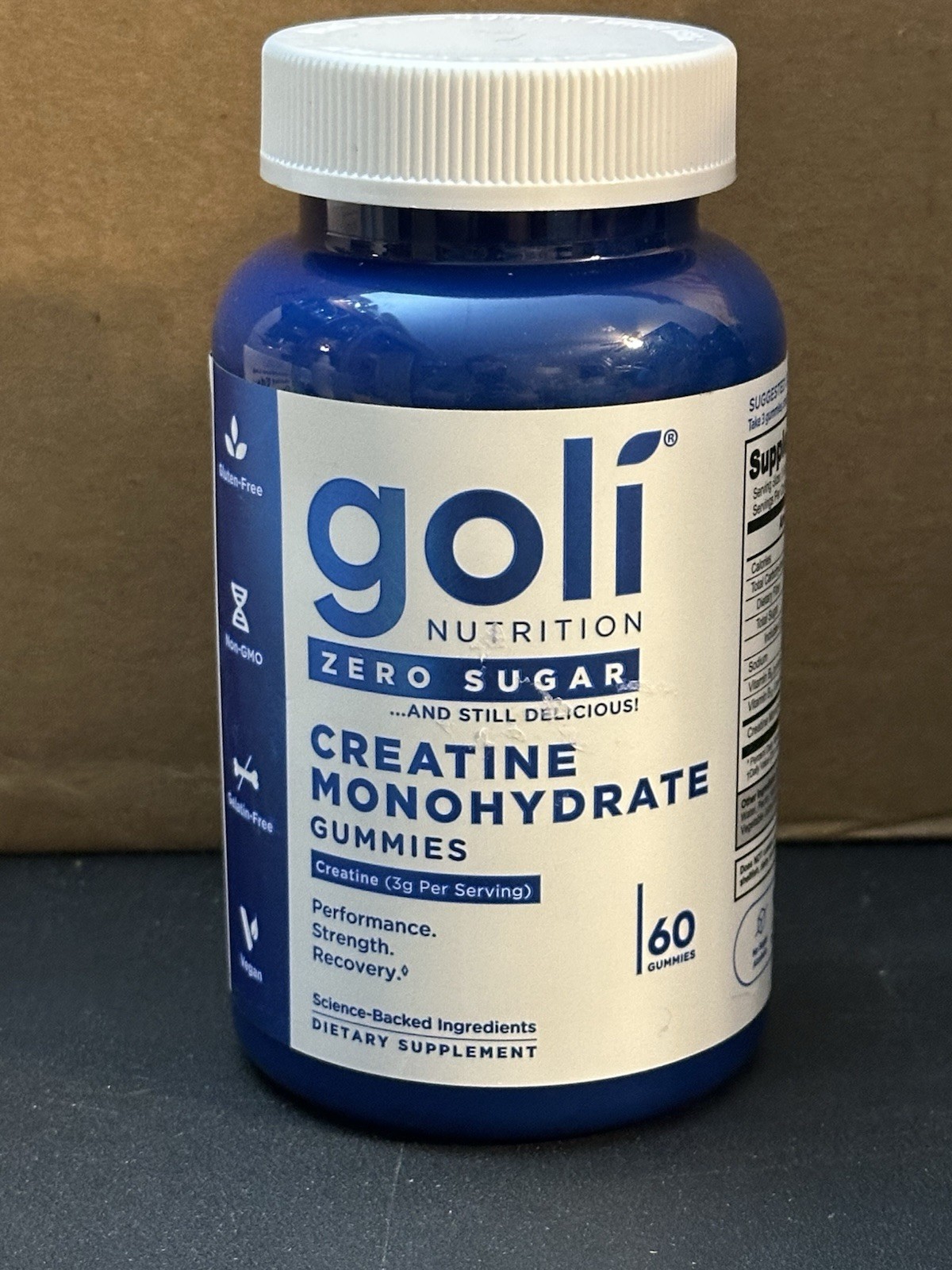 Goli Creatine Monohydrate Gummies 60 Count Zero Sugar Vegan Gluten-Free