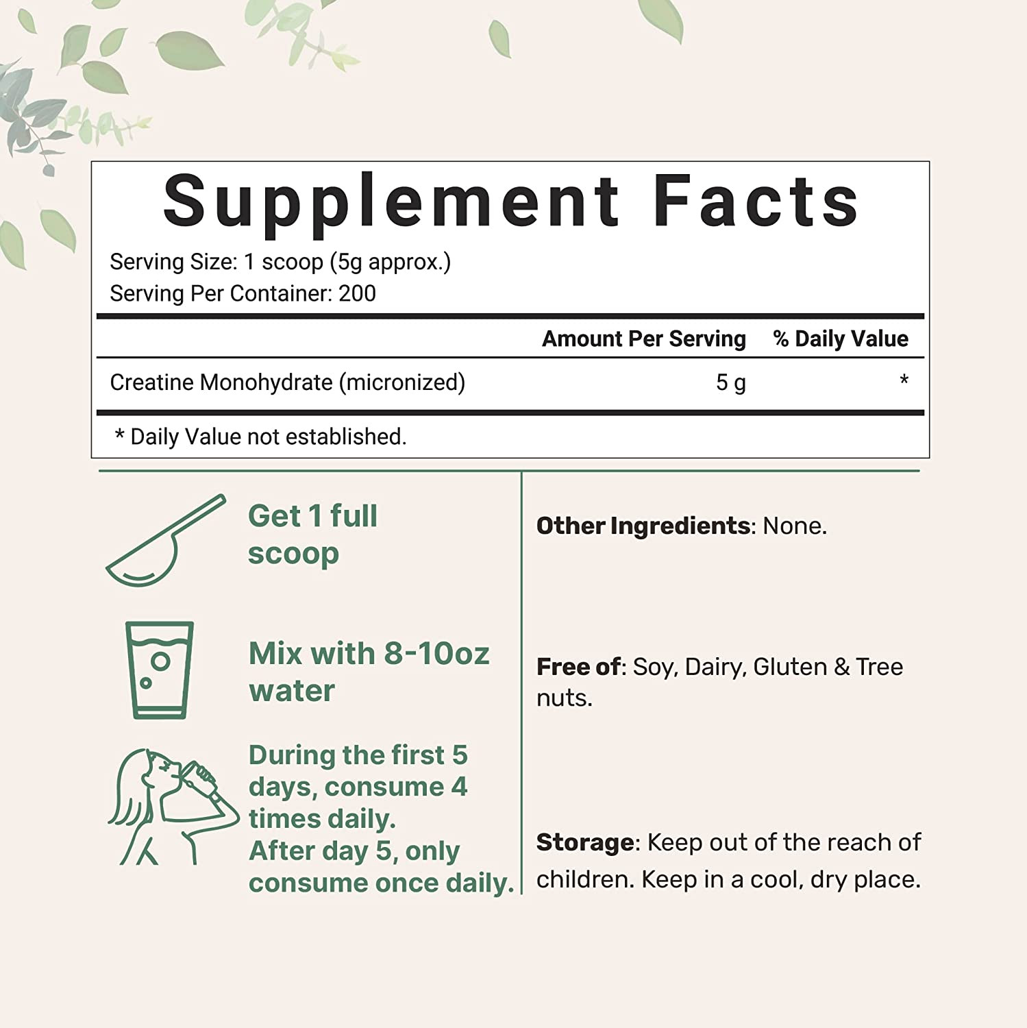 Micro Ingredients Pure Creatine Monohydrate Powder 5000mg, Micronized Unflavored