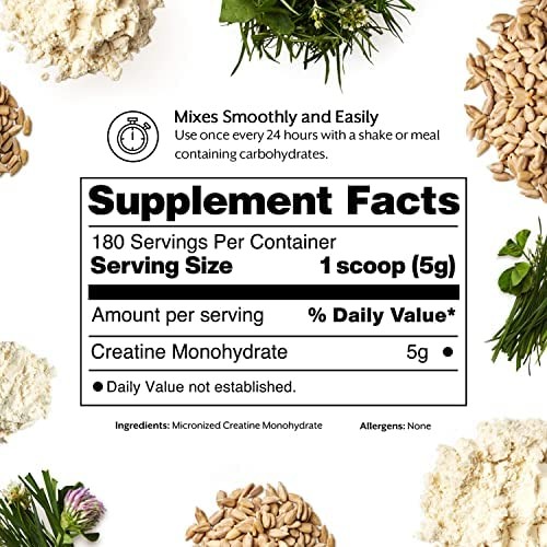 Micronized Creatine Monohydrate Powder – 5g per Serving for Muscle Gain &