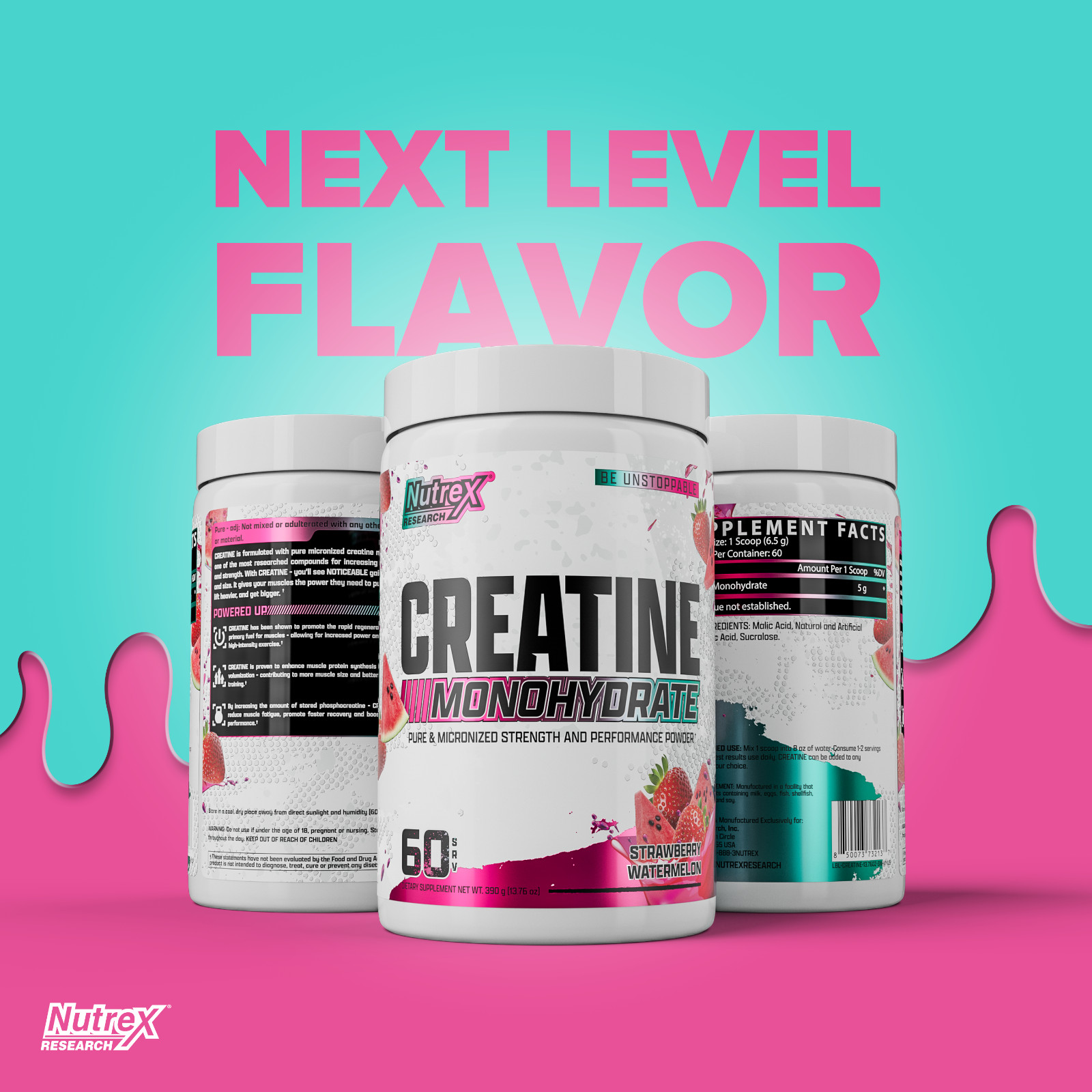 Nutrex Flavored CREATINE Monohydrate Powder Micronized For Men & Women 60 Svgs