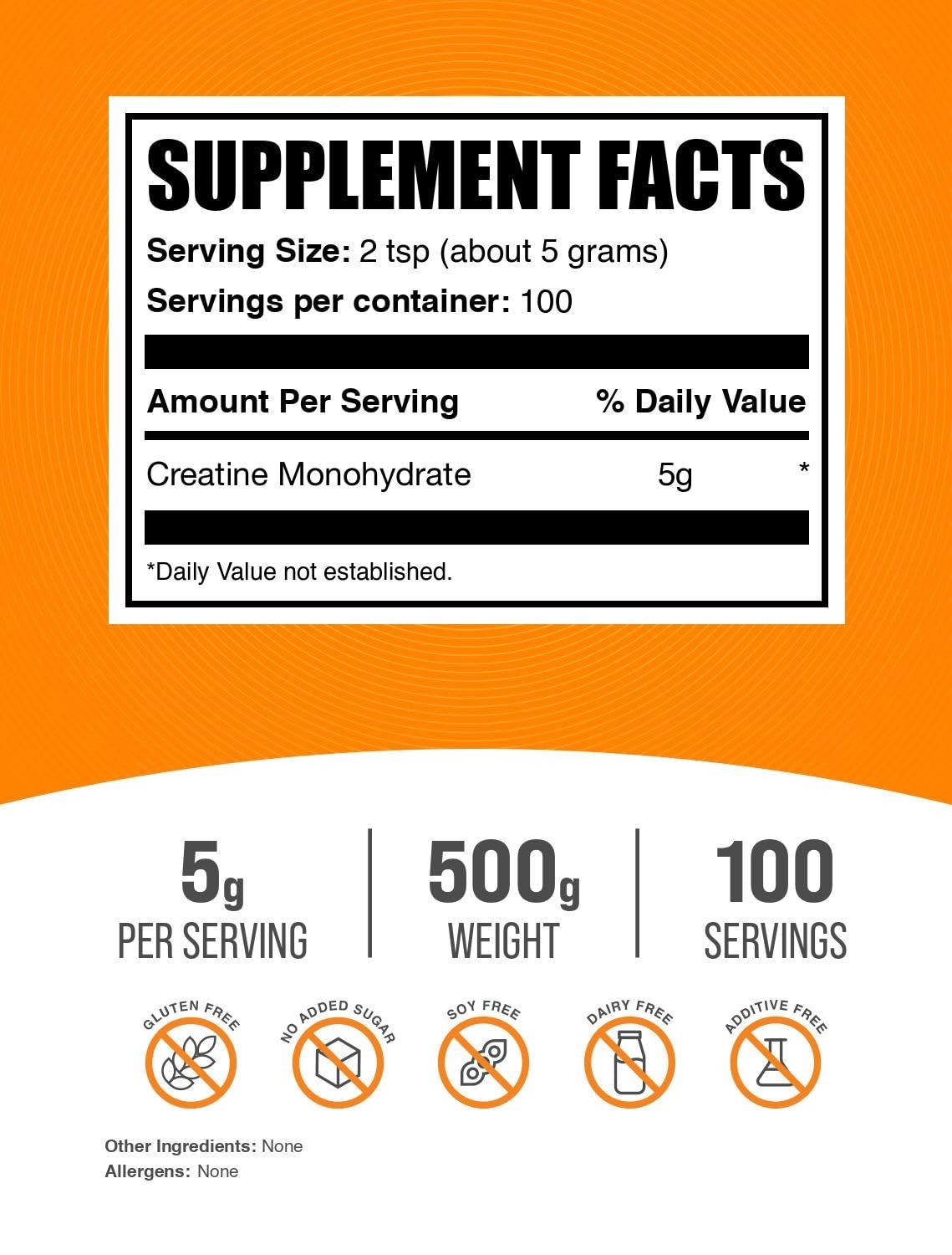 BulkSupplements.com Creatine Monohydrate Powder 1.1 Pound (Pack of 1), Multi
