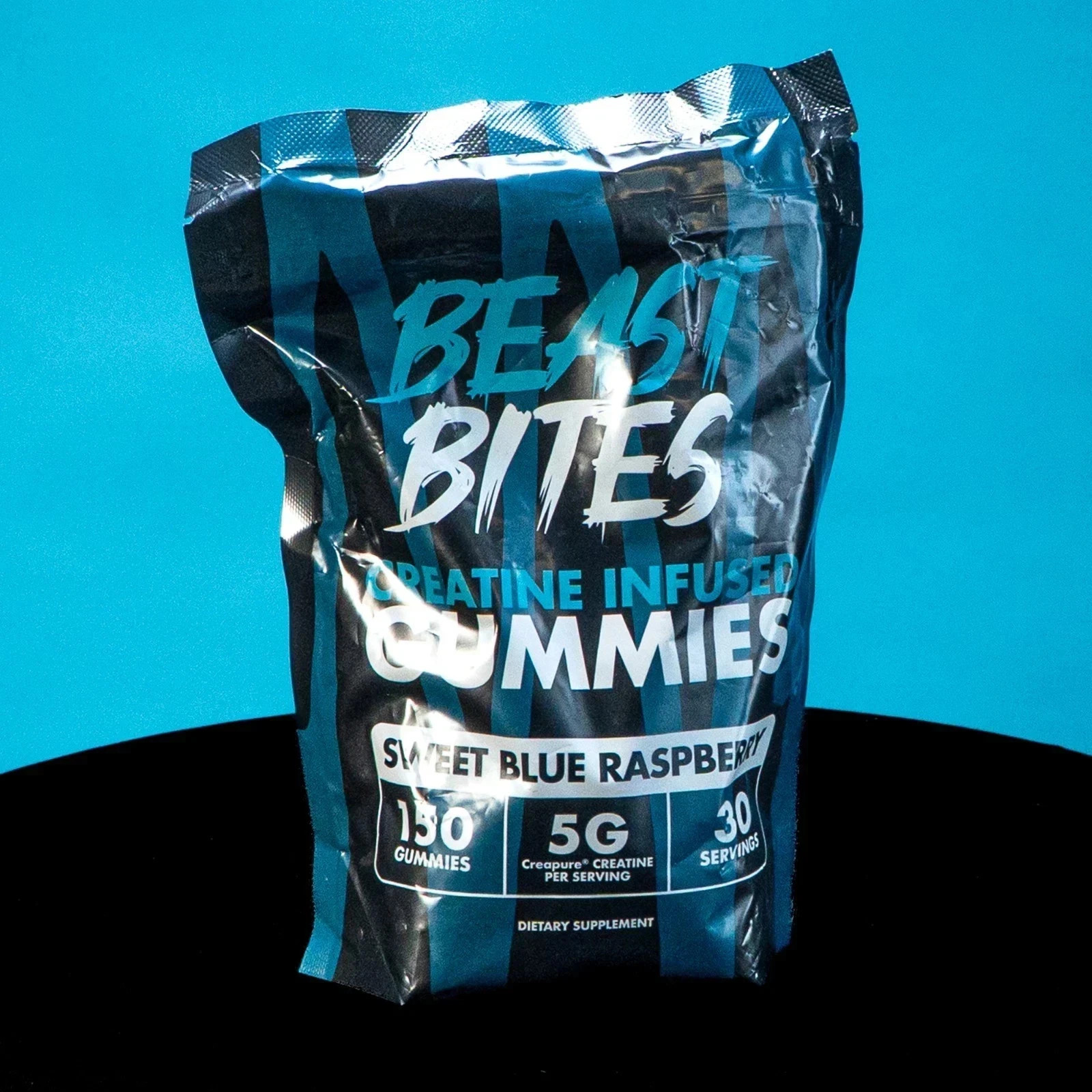 Creatine Infused Gummies by Beast Bites – Blue Raspberry (150 Servings) Premium