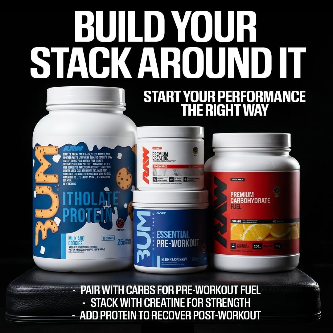 Essential Pre Workout Powder | Energy Drink for Men & Women | Blue Raspberry Fla