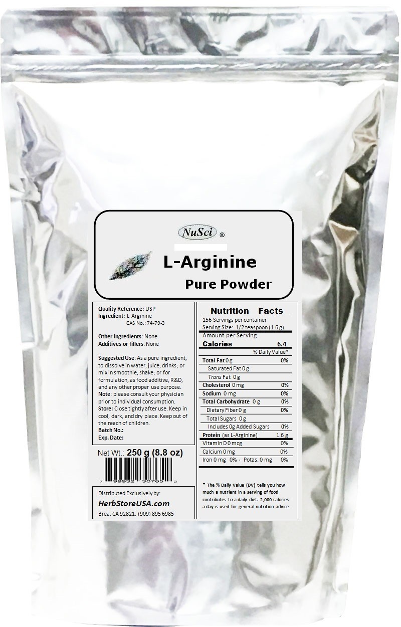 NuSci 100% Pure 1500g (3.3lb) L-Arginine Powder USP Nitric Oxide