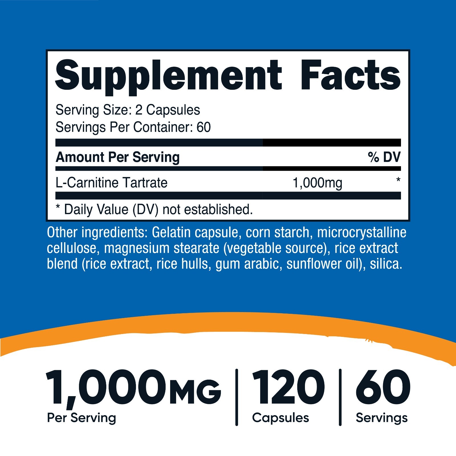 Nutricost L-Carnitine Tartrate 500mg, 120 Capsules – 1000mg Per Serving