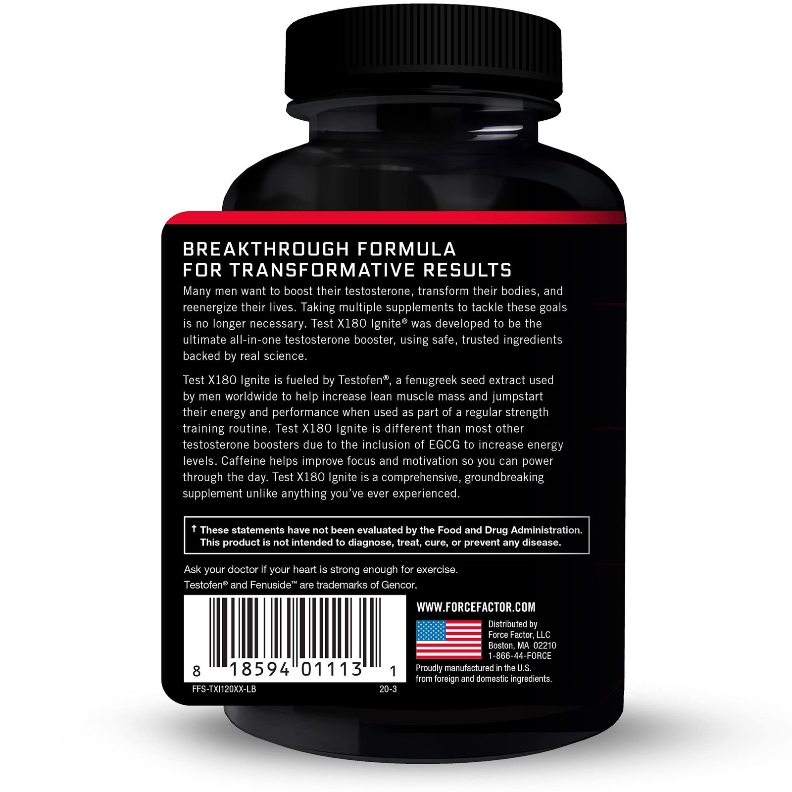 Force Factor Test X180 Ignite 120Ct 2-Pack 240 Count