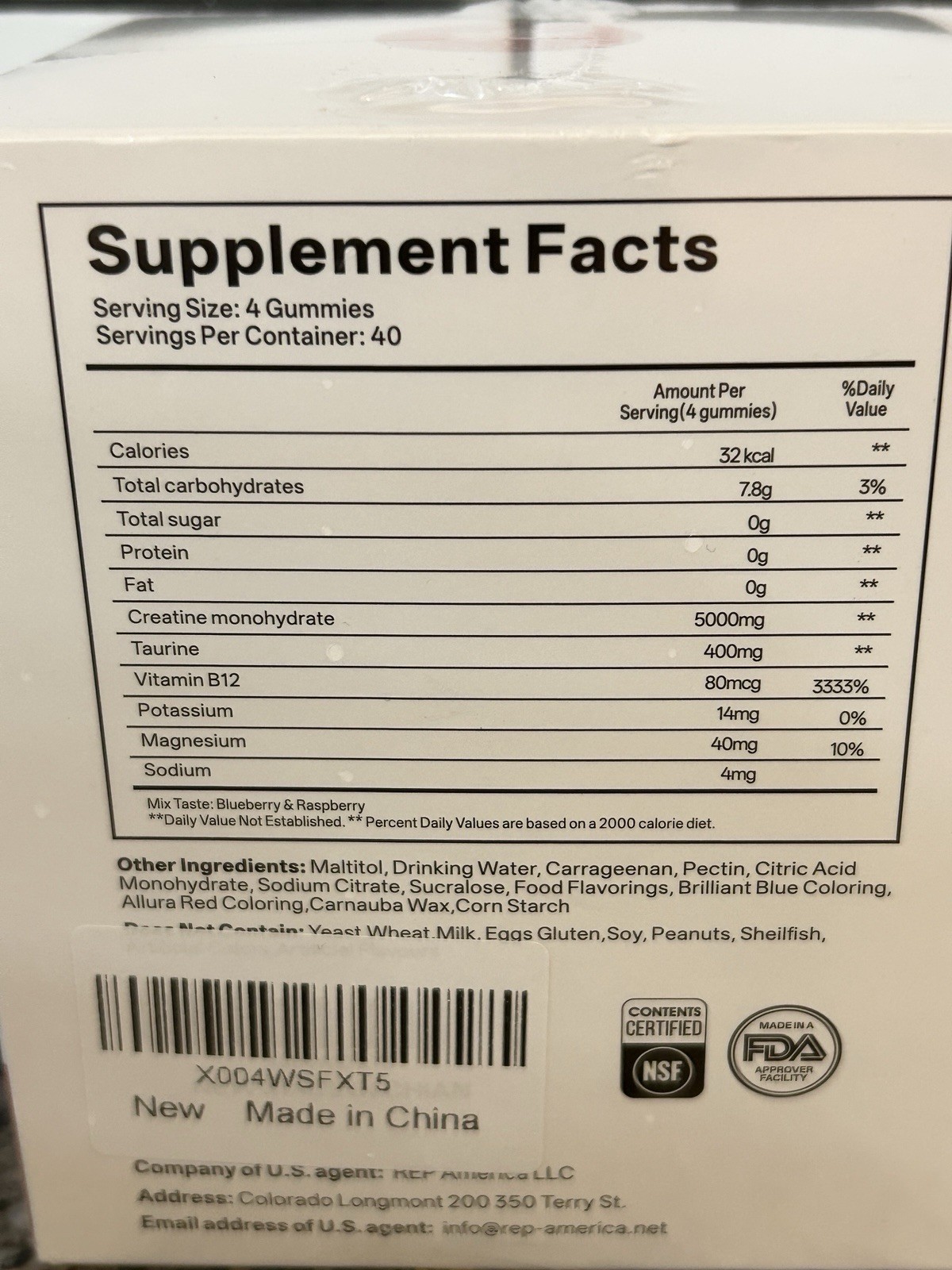 Gabe Sunnybears Creatine Monohydrate 5000mg – 160 Gummies Raspberry Blueberry