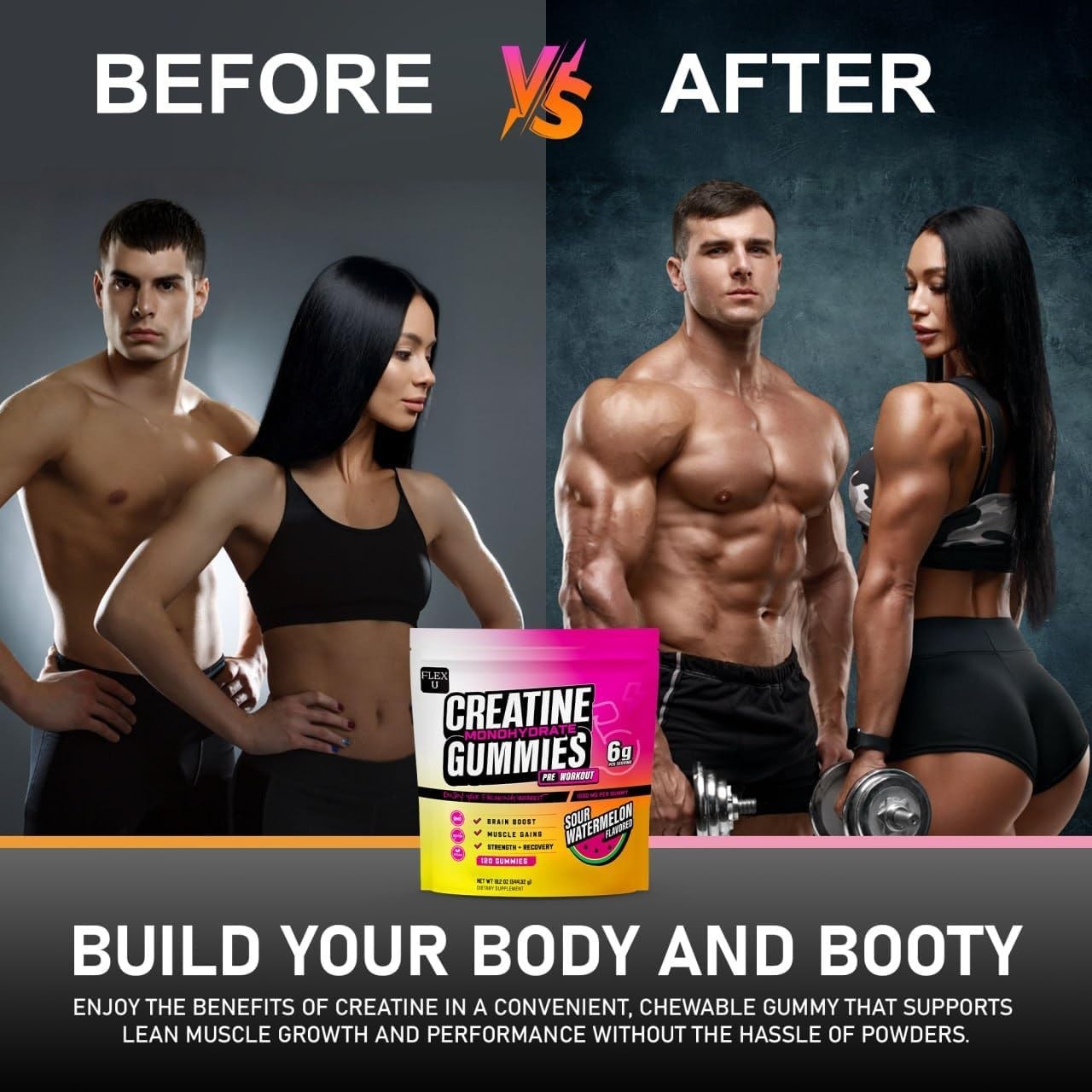 Creatine Gummies for Men Women 6g -NSF Certified Creatine Monohydrate Watermelon
