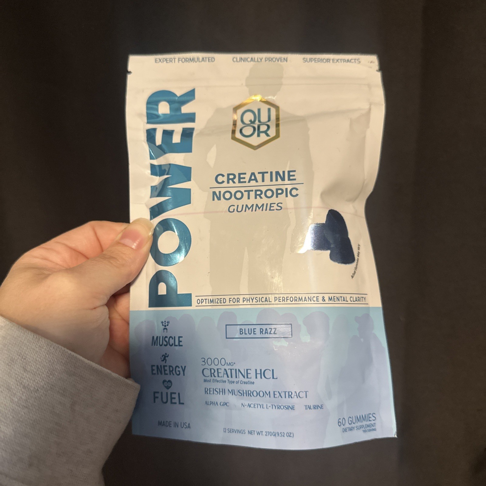 QUOR Power Creatine HCl Gummies Vegan Nootropic Stack 150 Count Exp 01/20/2028