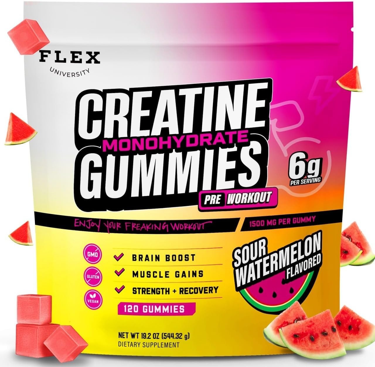 Creatine Gummies for Men Women 6g -NSF Certified Creatine Monohydrate Watermelon