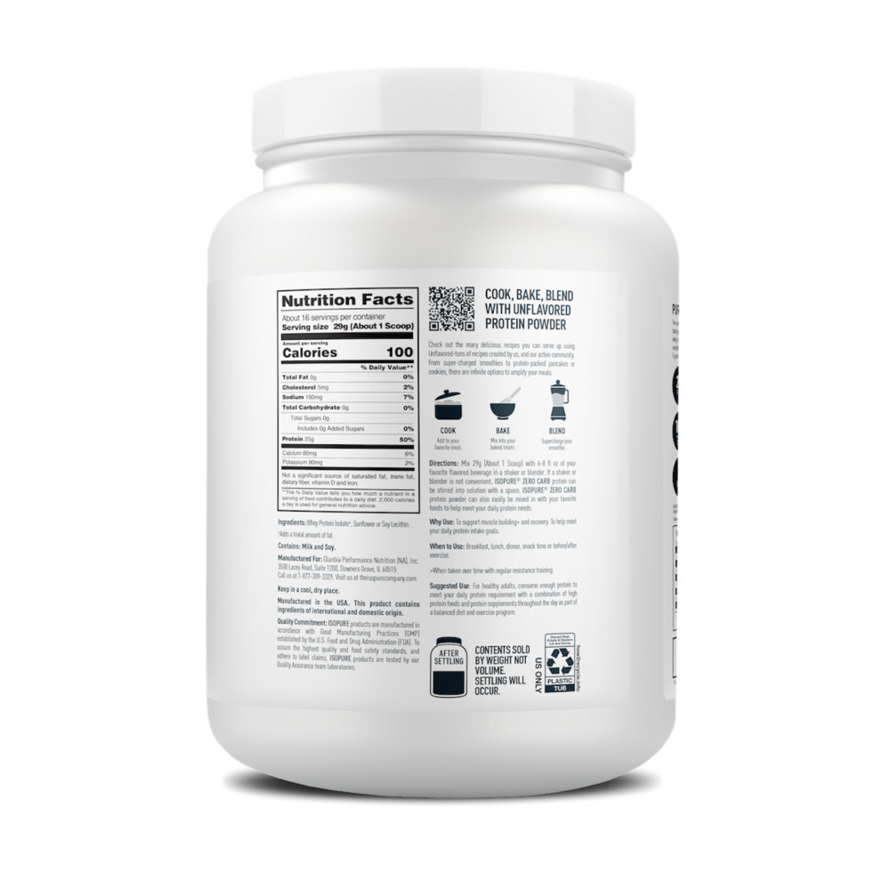 Isopure Zero Carb Protein Powder, 16 OZ, Unflavored