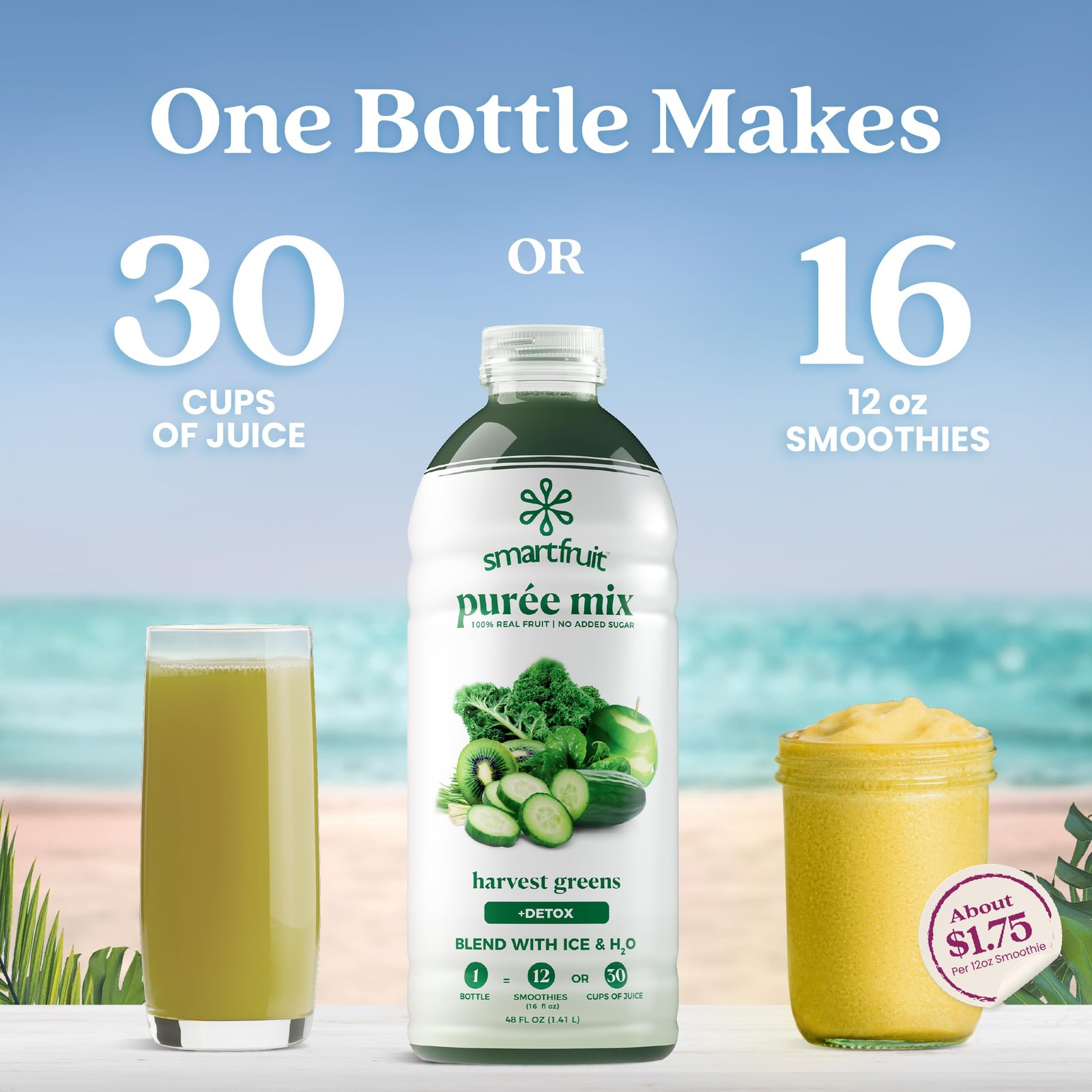 Smartfruit Harvest Greens + Detox, 100% Real Fruit Purée, Non-GMO, No Additives,