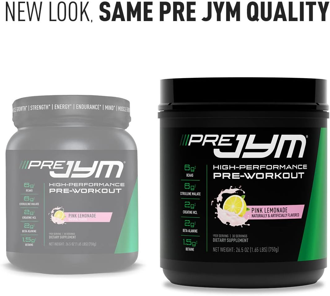 Pre JYM Pink Lemonade Pre Workout Powder for Men & Women, Bcaas, Nootropics, Cre