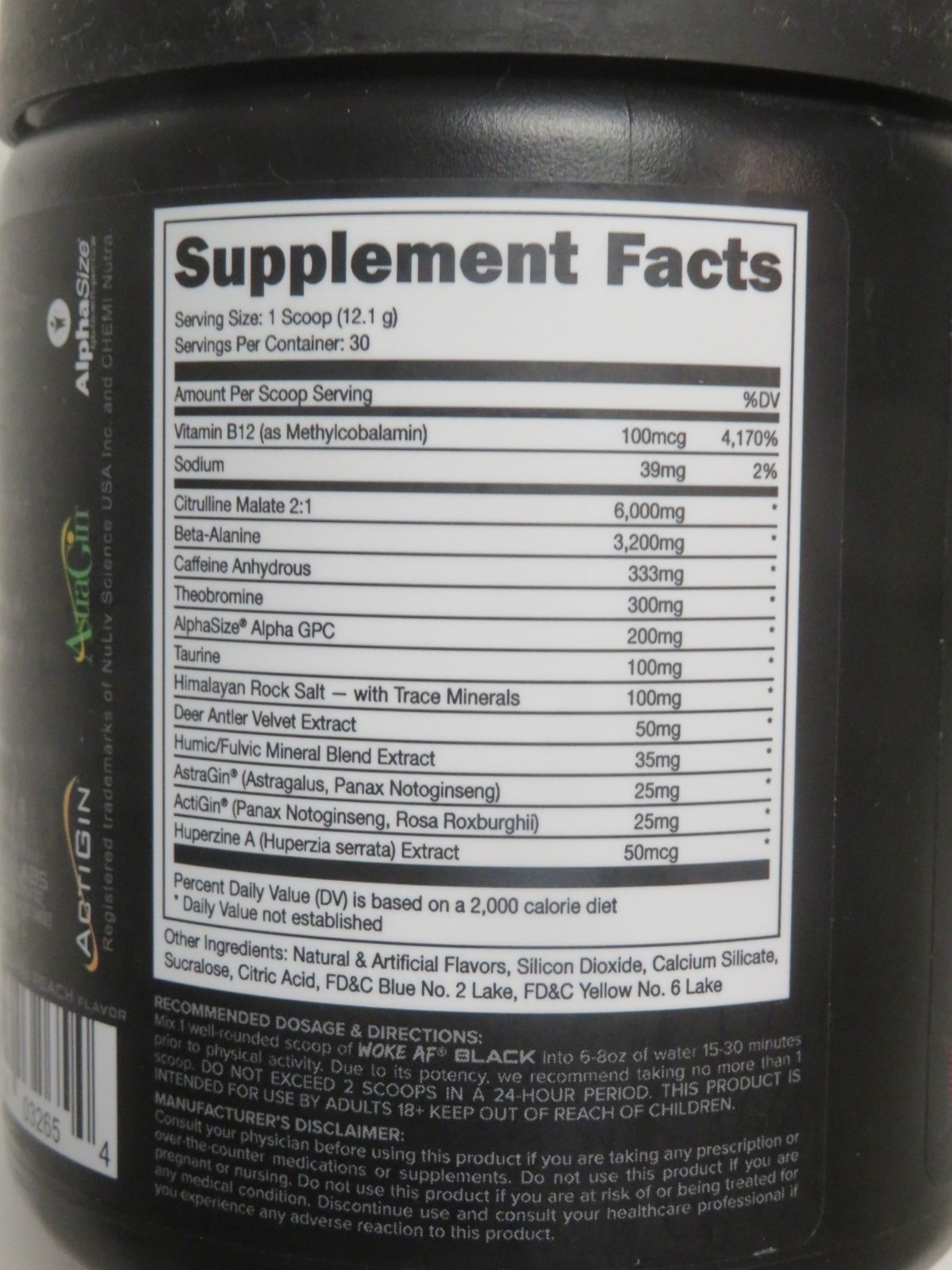 Bucked Up Woke AF Black Nootropic Pre Workout 12.8 Oz 30 Servs Sets On The Beach