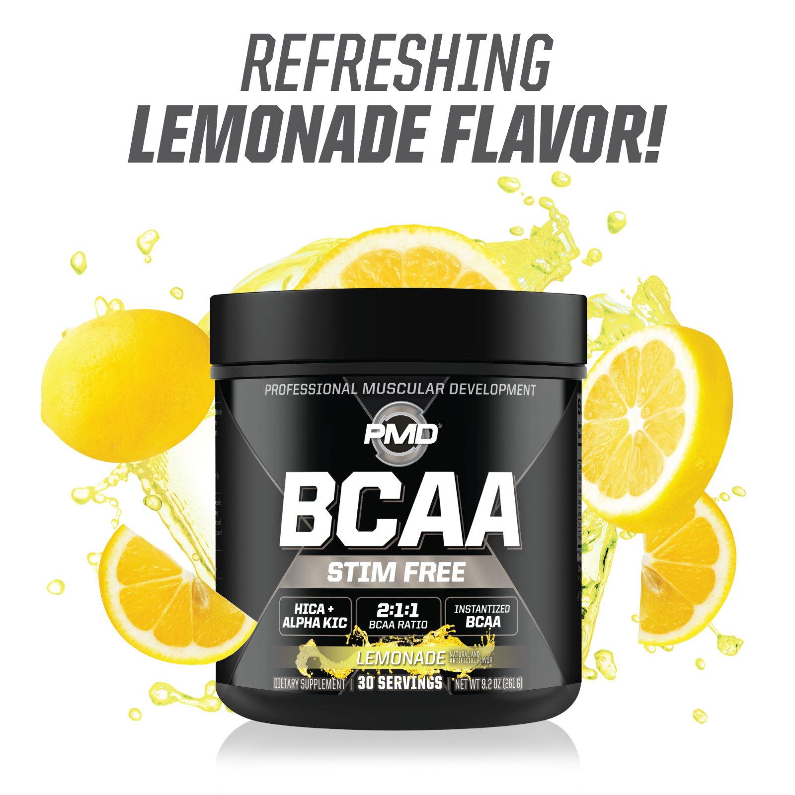 PMD BCAA Stim-Free Amino Acids for Performance & Recovery – Lemonade (30 Serve)