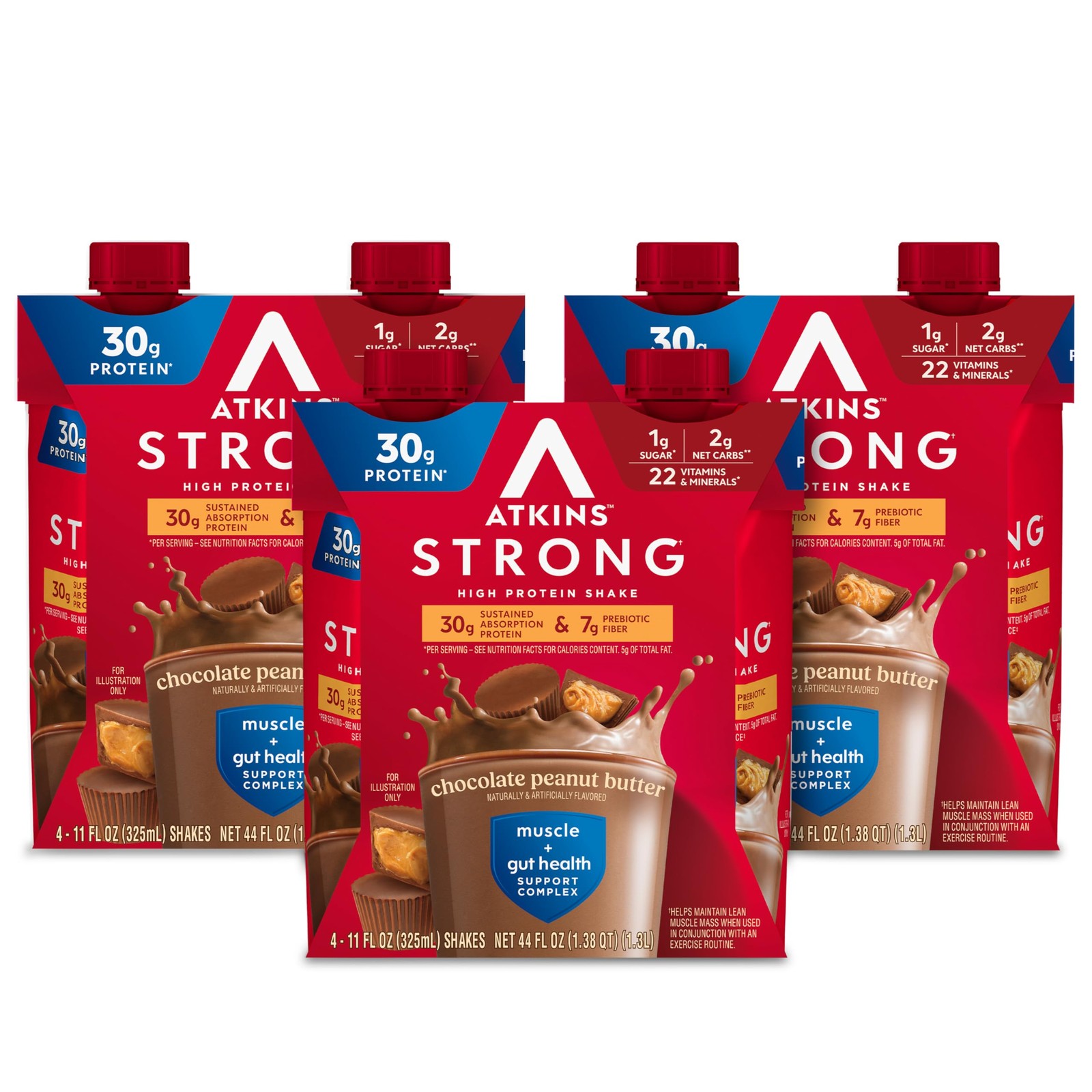 Atkins Strong High Protein Shake Chocolate Peanut Butter Flavor 30G Protein
