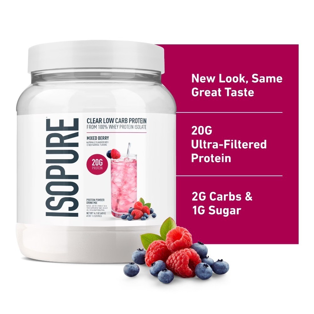 Clear Low Carb 100% Whey Protein Isolate Powder, Mixed Berry, 20g Protein, for