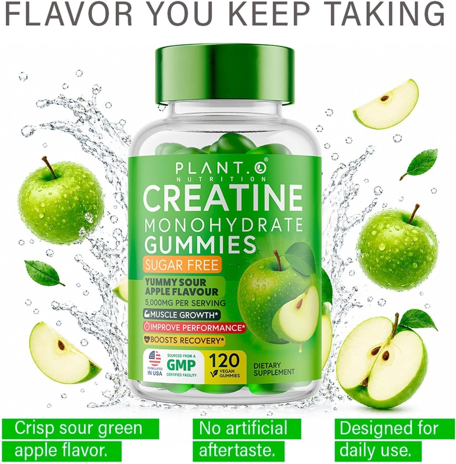 Plant NutritionCreatine Monohydrate Gummies Sugar Free – 5000mg (5g) Per Serving