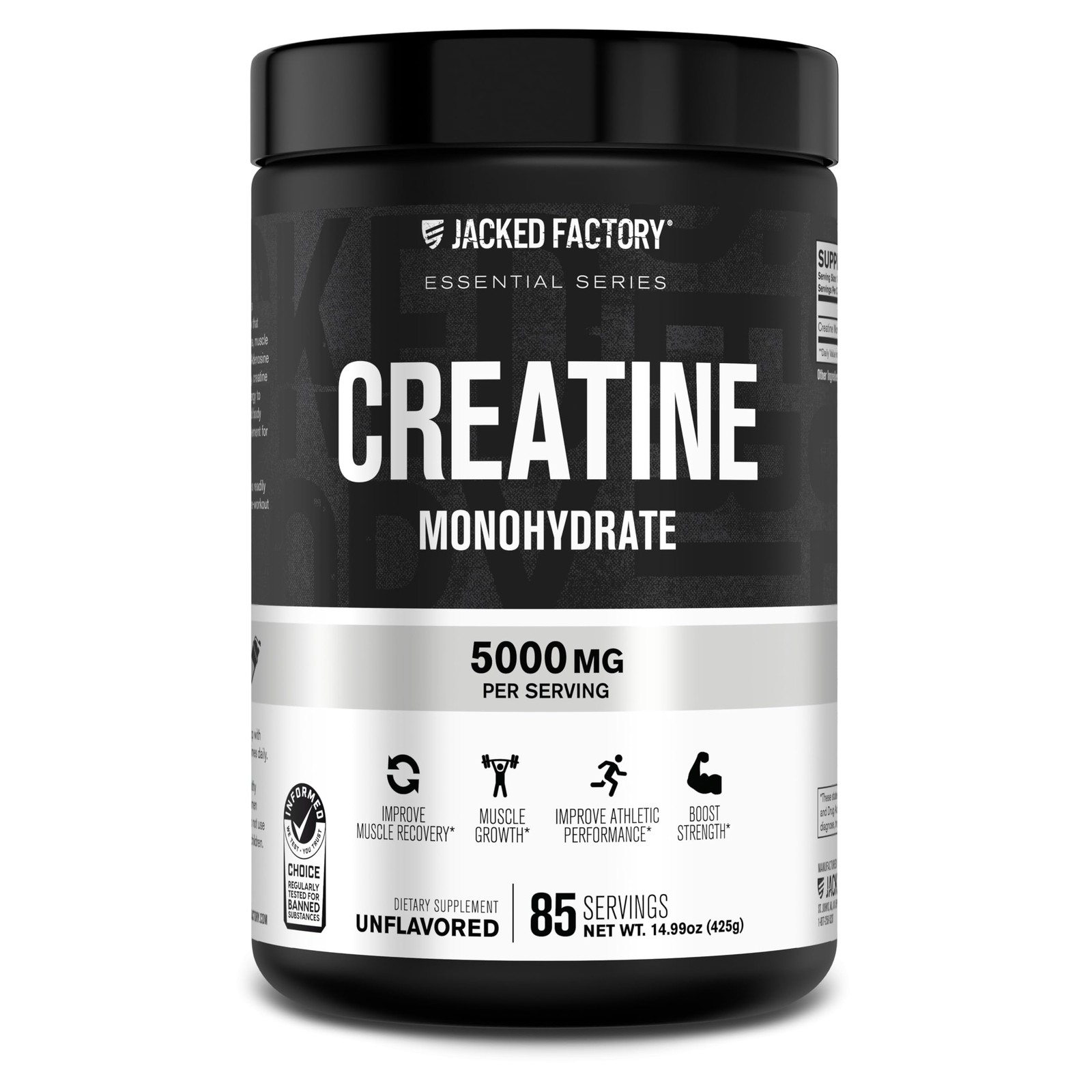 Jacked Factory Creatine Monohydrate Powder 425g 5g Daily Creatine Supplement…
