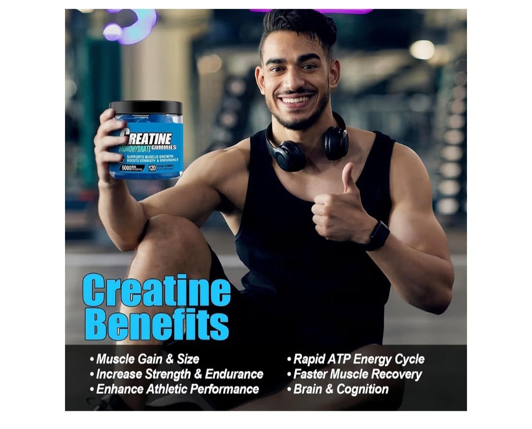 Creatine Gummies Monohydrate 5000MG Energy Muscle Performance / 120 Count