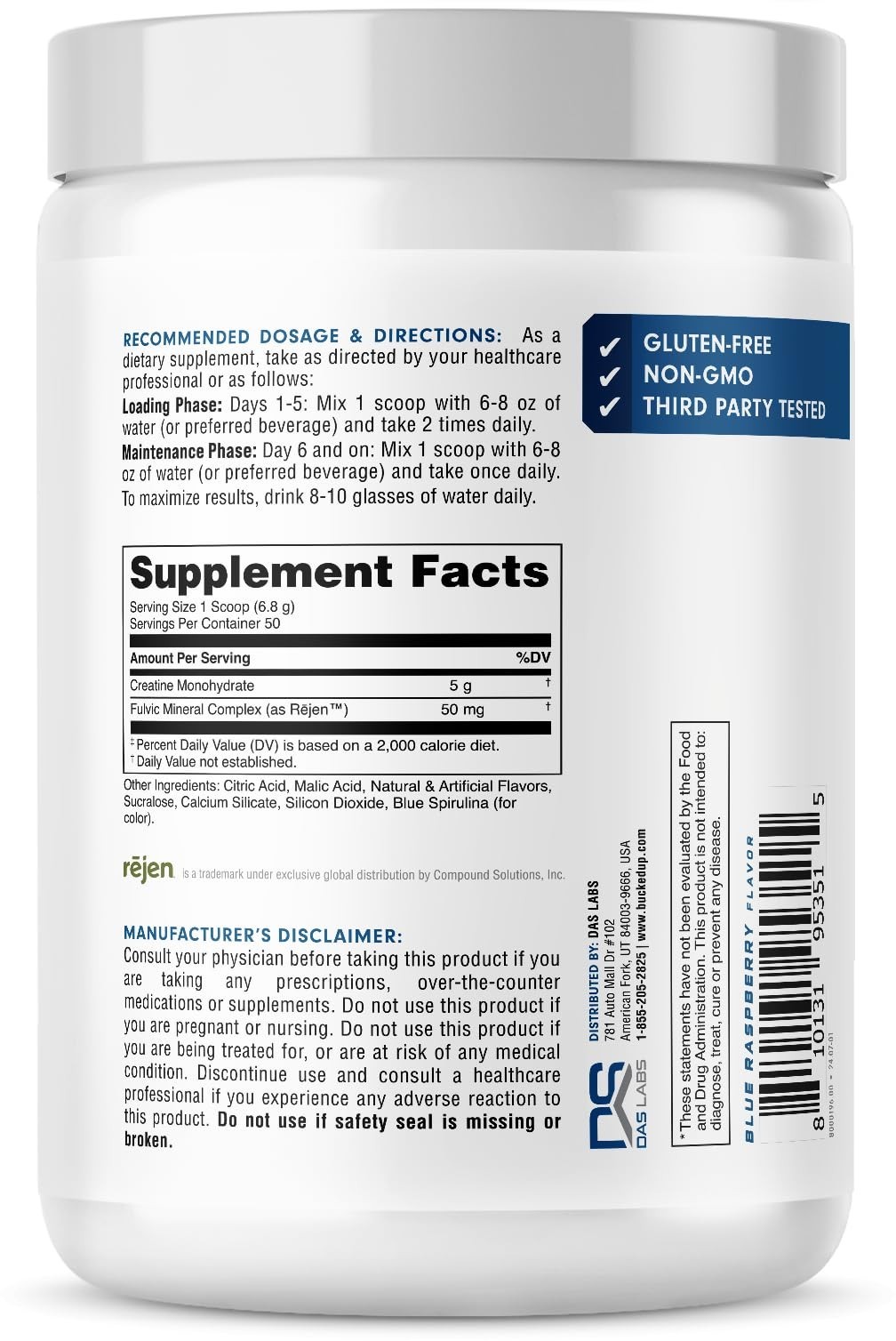 Blue Raspberry Creatine Monohydrate Powder – 5G Per Serving, 50 Servings, Easy M