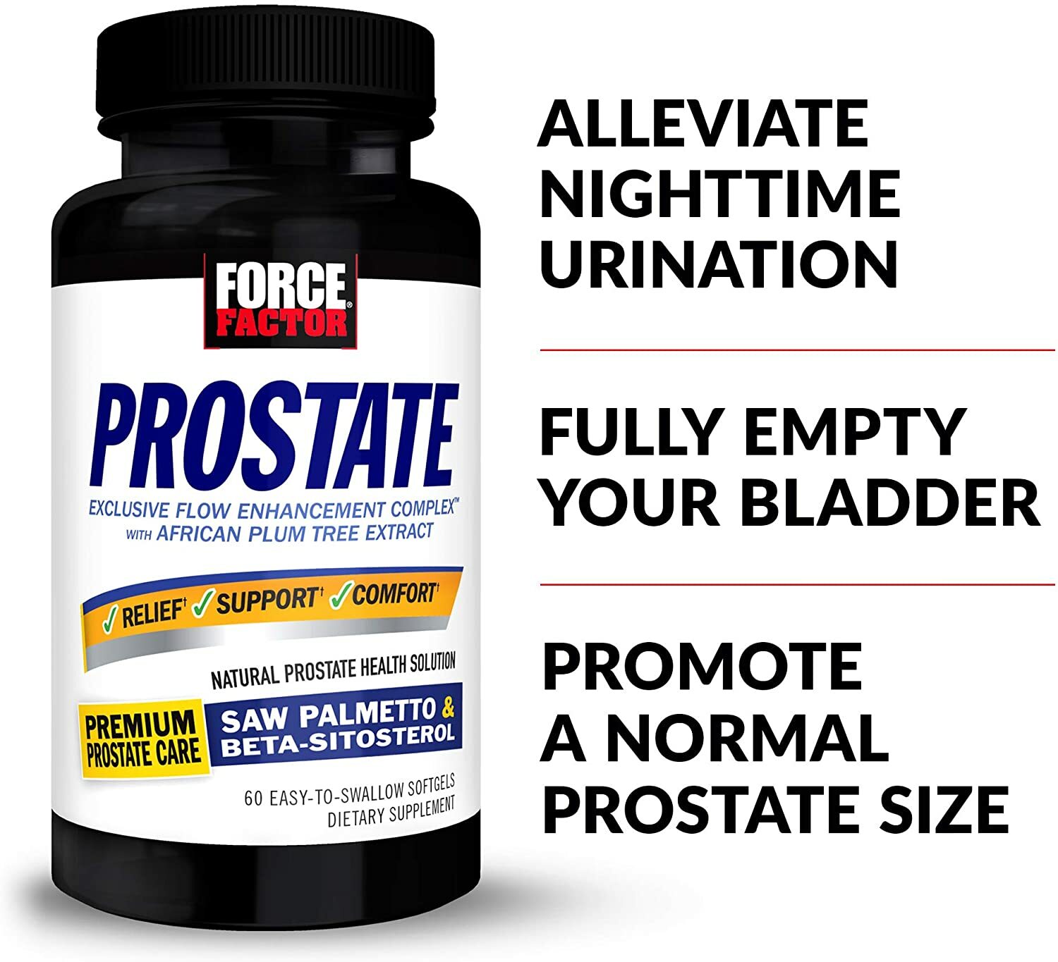 Force Factor Prostate Support Formula with African Plum Tree 60 Softgels New