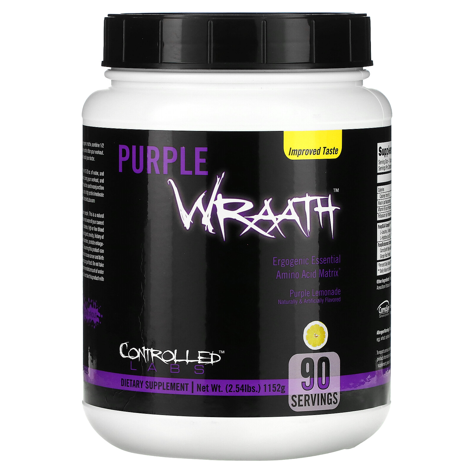 Controlled Labs Purple Wraath Purple Lemonade 2 44 lbs 1108 g Caffeine-Free &
