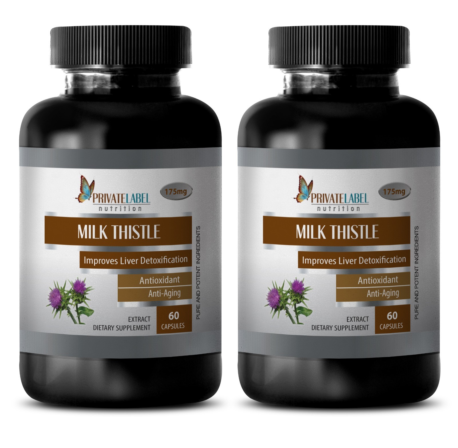 antioxidant anti aging – MILK THISTLE – liver cleanse – 2 Bottles